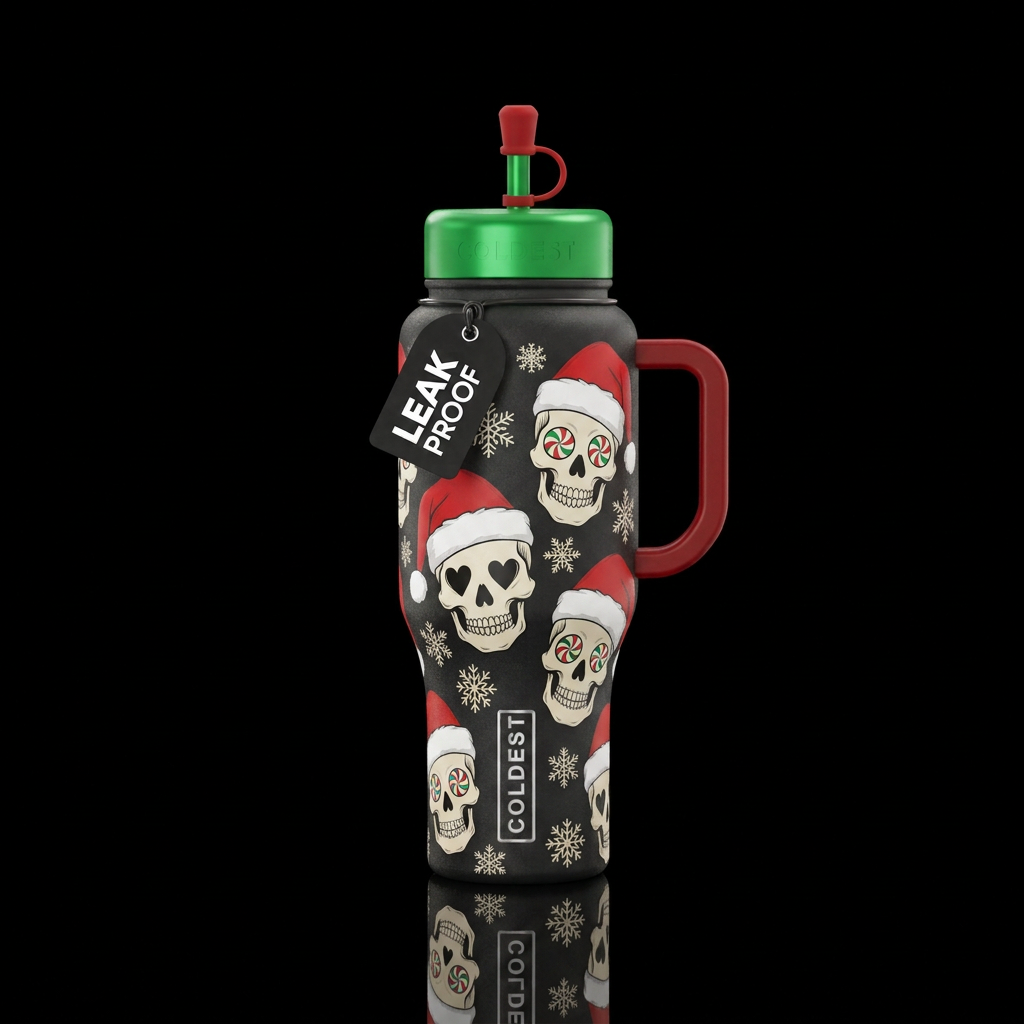Christmas skulls water bottle design
