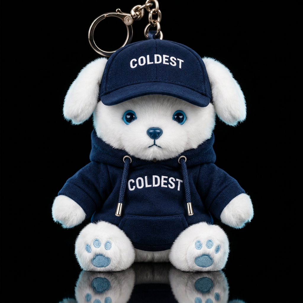 Cute white puppy with bright blue eyes wearing a h... water bottle design