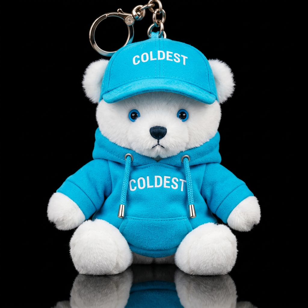Polar bear with bright blue eyes wearing a coldest... water bottle design