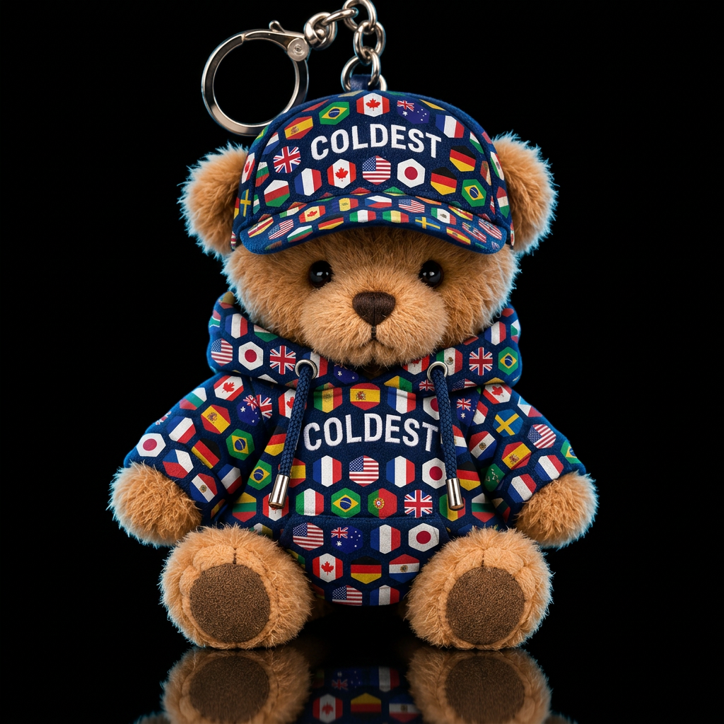Teddy bear dressed in a coldest hoodie with matchi... water bottle design