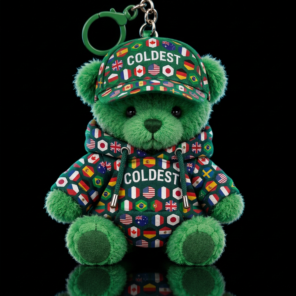 Teddy bear dressed in a coldest hoodie with matchi... water bottle design