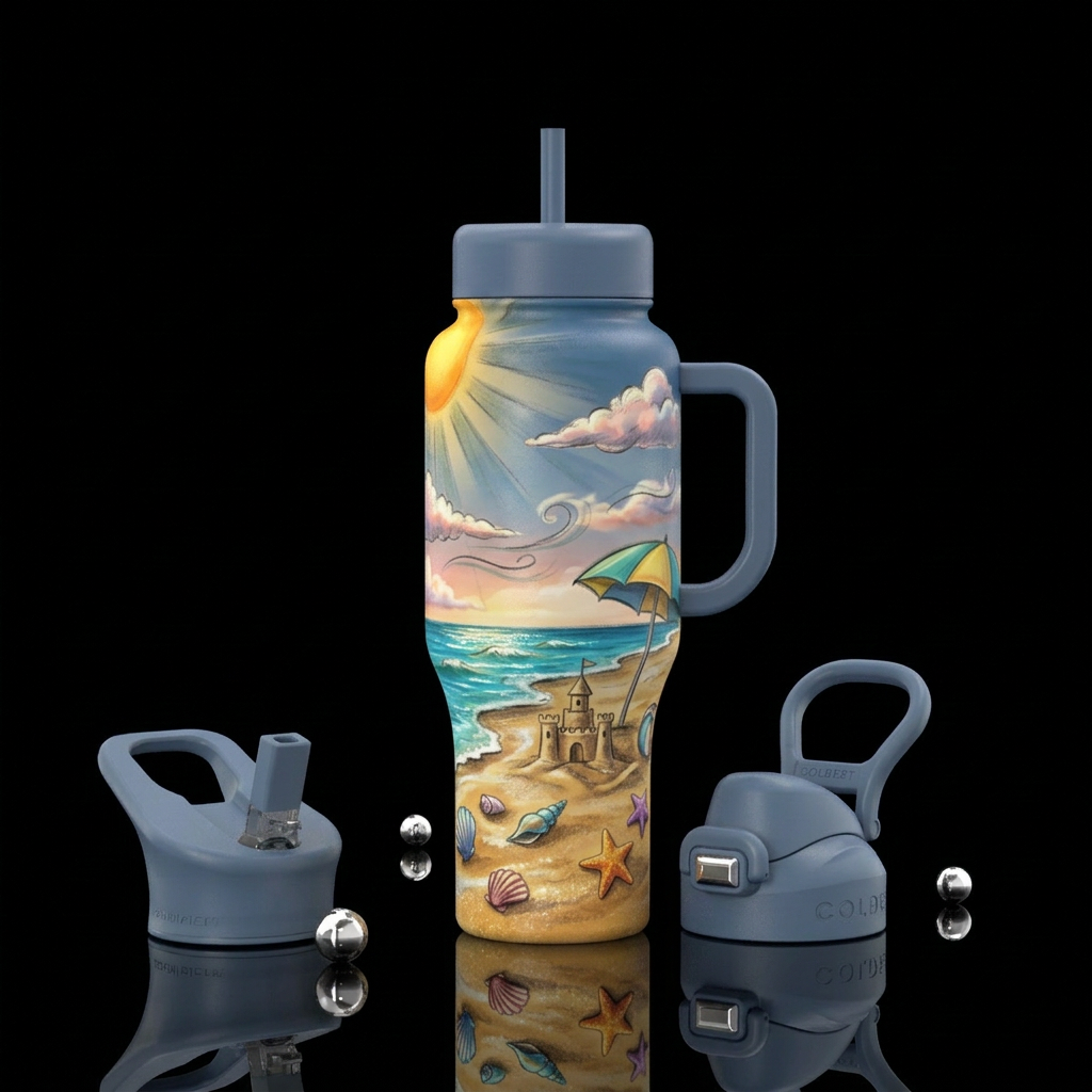 Its a beach day 3 design flows perfectly on the en... water bottle design