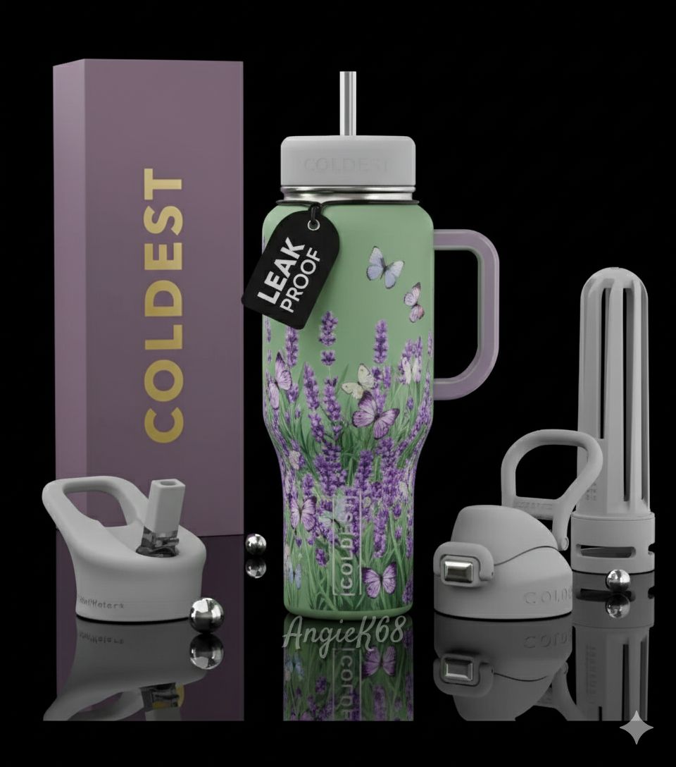Lavender  & Butterflies water bottle design