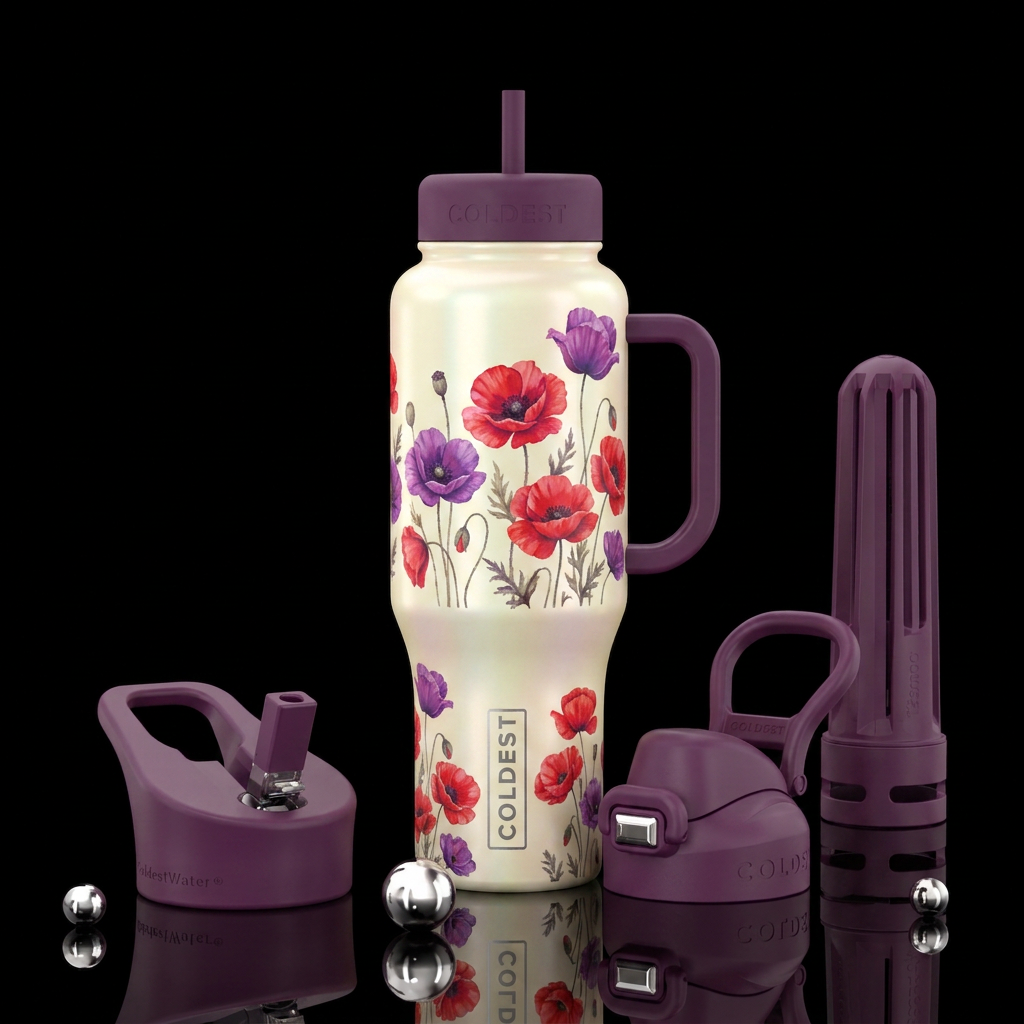 pale cream opalescent tumbler with beautiful vibra... water bottle design