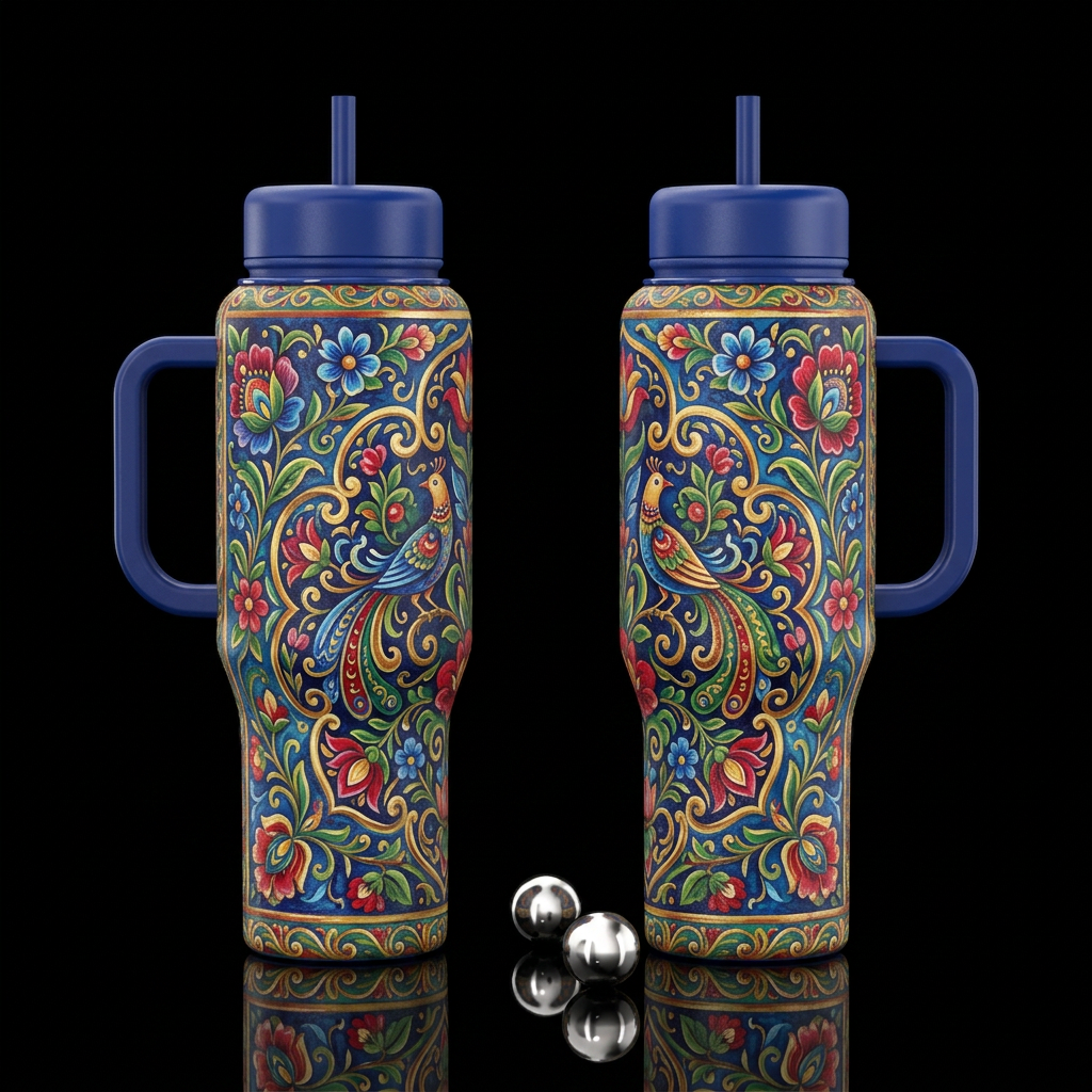 bright, colorful, bohemian european design, remove... water bottle design