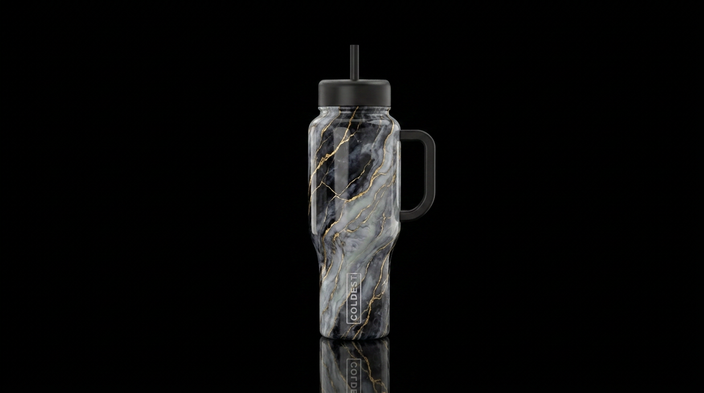 beautiul, luxurious, inbued, opalescent deep black... water bottle design