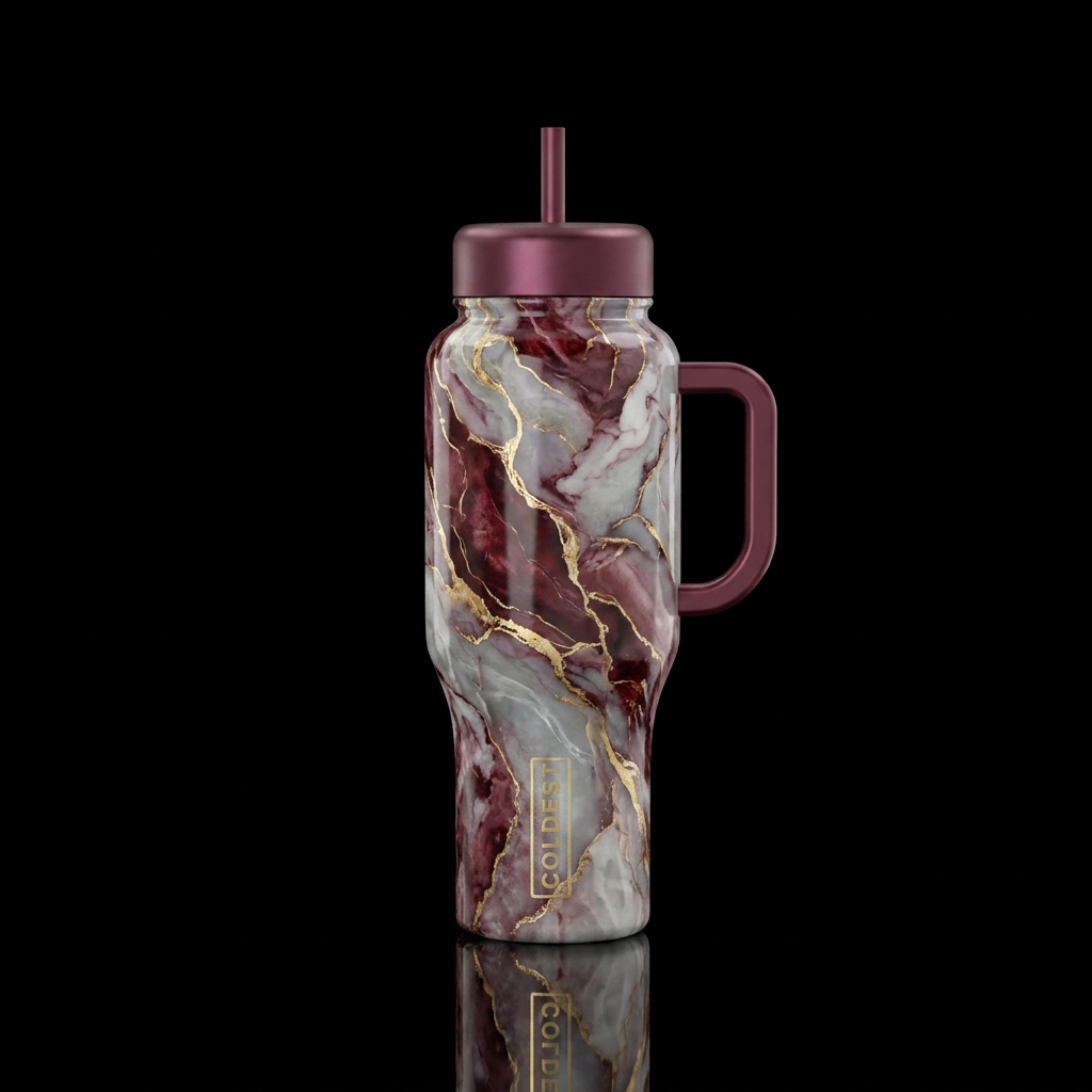 beautiul, luxurious, imbued, opalescent deep blood... water bottle design